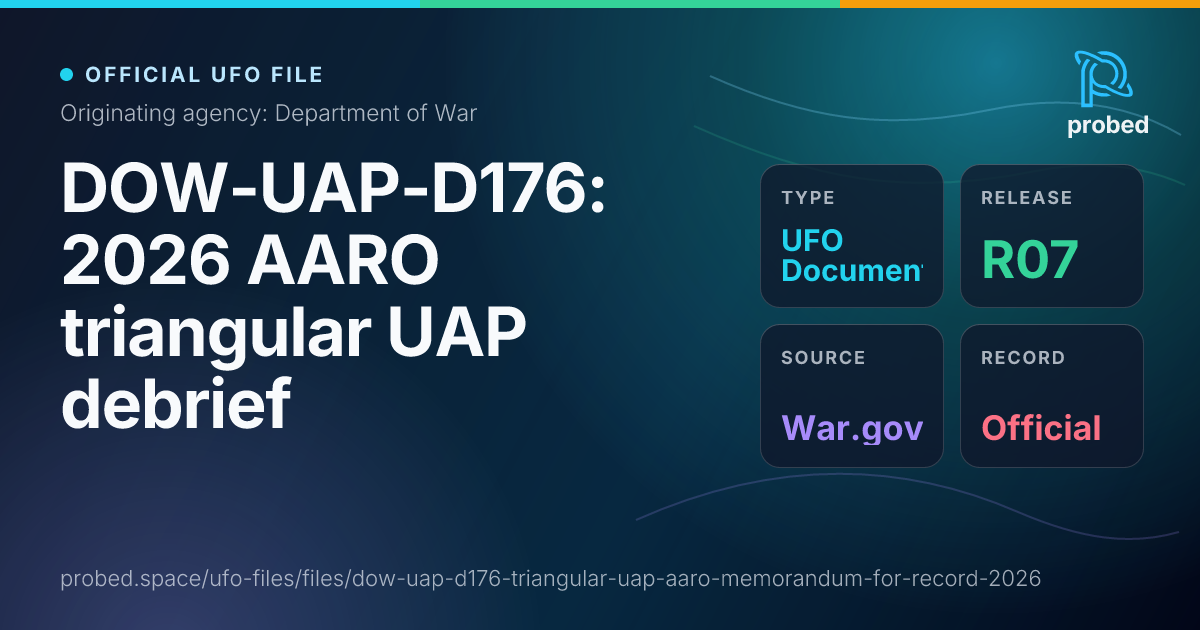 DOW-UAP-D176: 2026 AARO triangular UAP debrief | Probed